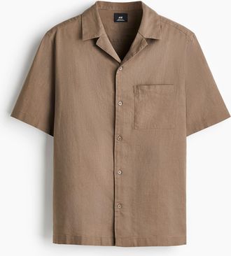H&M Kurzarmhemd aus Leinenmix in Regular Fit - Beige