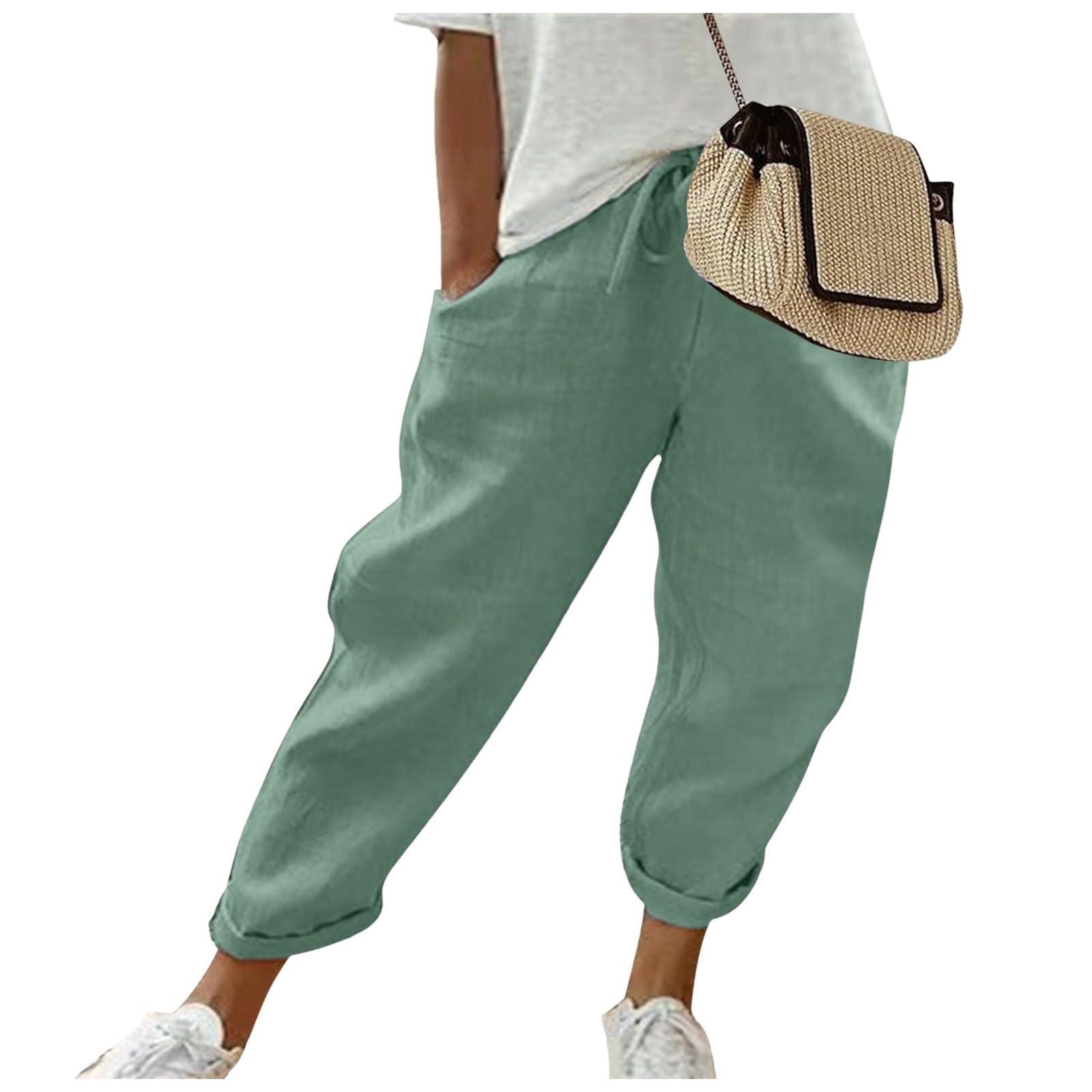 Cegerne Damen Leinenhose Loose Fit - Leichte Sommerhose Mit Taschen