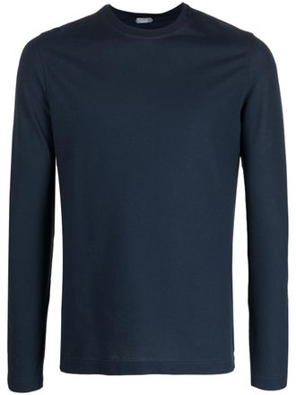 Zanone T-shirt met lange mouwen - Blauw