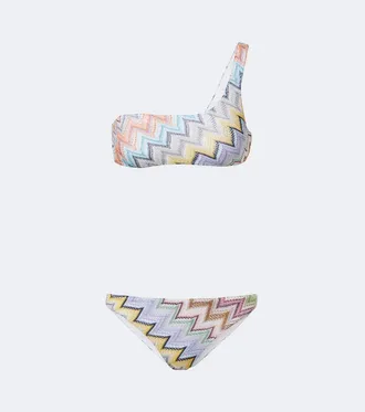 Missoni Bikini monospalla con lam&eacute; a zig zag