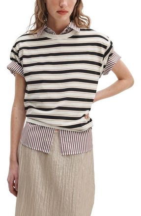 Rag & Bone Kelly Stripe Boxy T-Shirt in Cream Multi at Nordstrom, Size X-Large