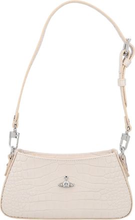 Vivienne Westwood Ivory Crocodile-Embossed Calf Leather Shoulder Bag