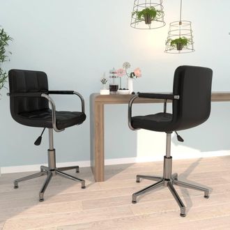 vidaXL Vidaxl - Sillas De Comedor Giratorias 2 Unidades Cuero Sint&eacute;tico Negro