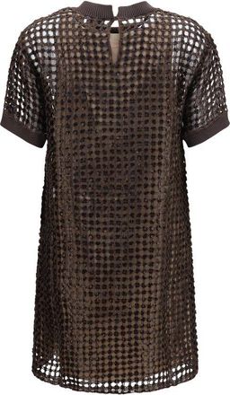 Brunello Cucinelli Womens Brown Silk Cocktail Dress