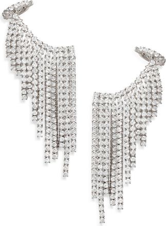 Nadri Starlet Curtain Cubic Zirconia Cuff Earring in Rhodium at Nordstrom