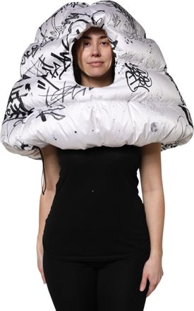 Dolce & Gabbana Witte Polyester Geprinte Hoody Gequilte Pet