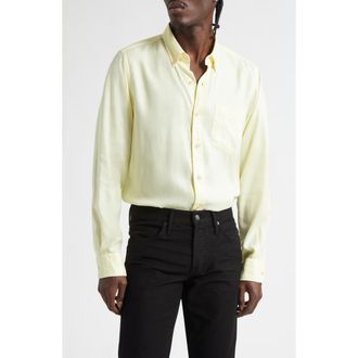Tom Ford Light Fluid Gabardine Button-Down Shirt in Vanilla at Nordstrom, Size 41