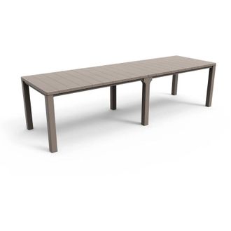 Dmora Dmora - Mesa de jardín Brossard, Base de picnic, Mesa de comedor de jardín, Banco multiusos para exterior, 294x90 h75 cm, Tórtola