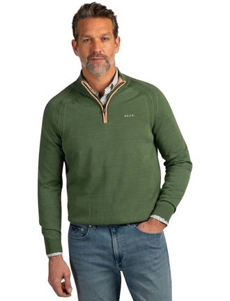 N-Z-A- NEW ZEALAND AUCKLAND Trui New Zealand groen half zip structuur normale fit