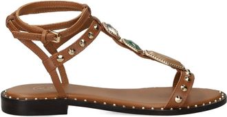 Ash Sandalen met T-bandje en studs - Bruin