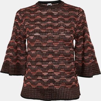 M Missoni Black/multicolor Pinhole Pattern Knit Sweater Top