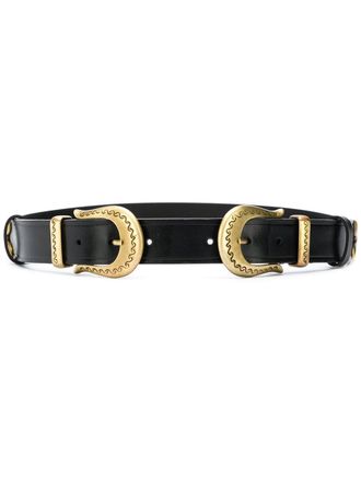 Alberta Ferretti double buckle belt - women - Leather - S - Black