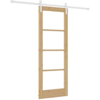 vidaXL Vidaxl - Puerta Deslizante Marr&oacute;n 73.5 X 198.5 Cm Madera Maciza De Pino