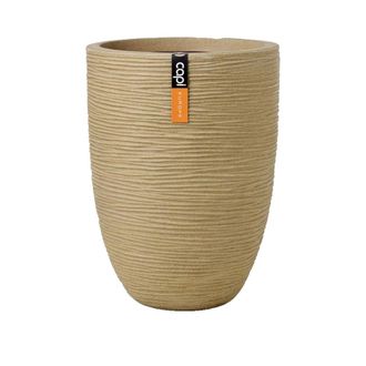 Capi Europe Maceta Elegante Baja Rib Nl - Pl&aacute;stico - Beige - 34 X 46 Cm - Capi Europe