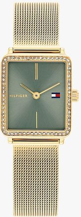 Tommy Hilfiger Womens 21.3MM Crystal Accent Square Dial Watch - Green