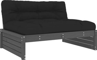 vidaXL Sof&aacute; Central Madera Maciza De Pino Gris 120x80 Cm Vidaxl