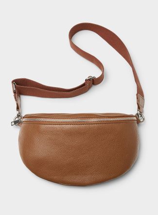 Simons Womens Metallic-accent pebbled leather belt bag Exclusive collection from Italy