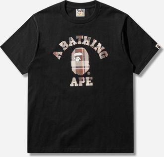 A Bathing Ape Men s Bape Check College T-Shirt Black / Red