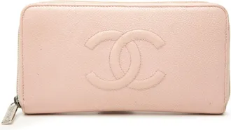 Chanel Pink Grained Calfskin Long Wallet (Bi-Fold) (Pre-Owned)