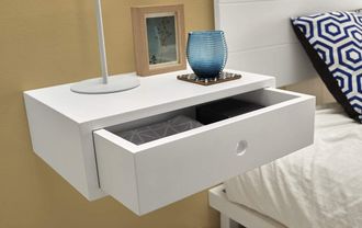 HOGAR 24 Juego de 2 mesitas de madera con 1 cajón lacado color blanco