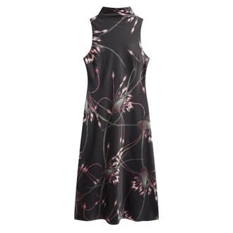 Ted Baker Antua Bedrukte Midi-slipjurk Met Colkraag, Zwart