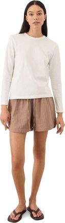 Pact Organic Cotton Soft-Slub Essential Crewneck Long Sleeve Tee in Cream at Nordstrom, Size Xx-Large