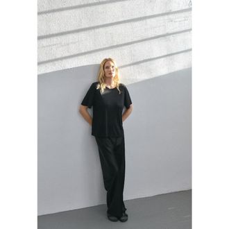 Silk Laundry RIBBED T-SHIRT BLACK at Nordstrom, Size Medium Au