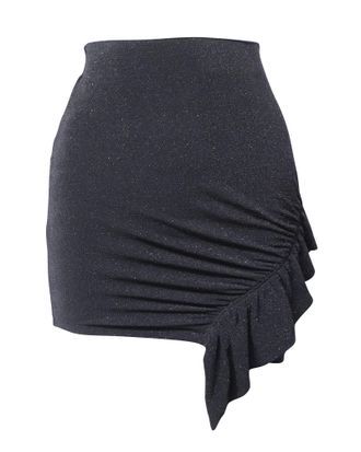 Iro Zilka metallic stretchgebreide minirok in zwart nylon