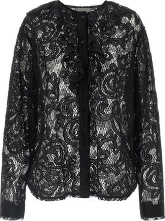 Nude Black Lace Round Neck Top