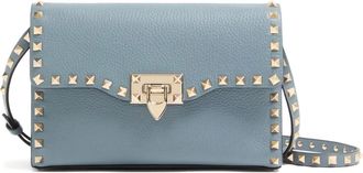 Valentino Garavani small Rockstud grained shoulder bag - Blu