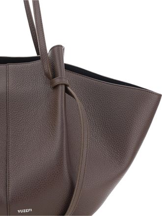 Yuzefi Womens Large Calfskin Mochi Shoulder Bag Espresso