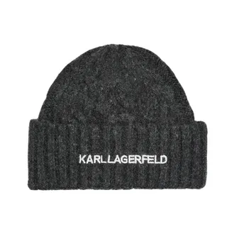 Karl Lagerfeld Accessoires, Dames, Grijs, ONE Size, Wol, K/Essential Beanie