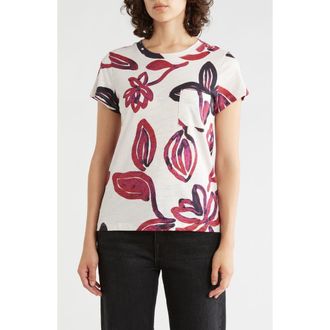 Sanctuary One Pocket T-Shirt in Acrylic Floral Pink at Nordstrom Rack, Size X-Small