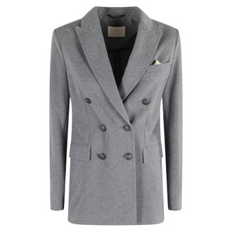 Circolo 1901 Jassen, Dames, Grijs, XS, Stijlvolle Double Breasted Jas