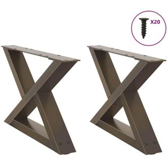 vidaXL Vidaxl - Patas Para Mesa De Centro (2 Unidades), Acero Natural, 50 X (30-31,3) Cm