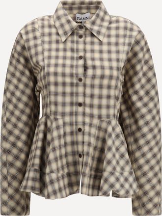 Ganni Check flannel Peplum Shirt Female 36