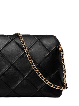Tory Burch Womens Shoulder Bag Fleming Black Leather Lambskin
