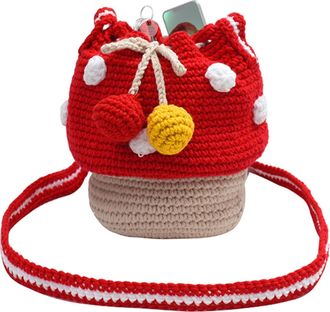 Generic Mushroom Crochet Bag - Handmade Knitted Purse,Female Casual Purse Shoulder Bag, Crochet Purse, Knitted Shoulder Bag, Hand-Woven, Multifunctional For H