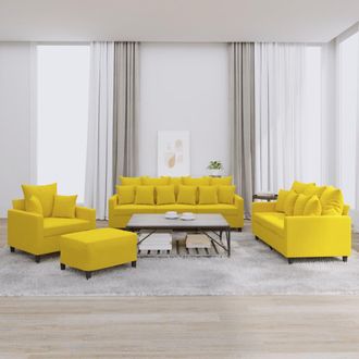 vidaXL Juego De Sof&aacute;s Con Cojines 4 Piezas Terciopelo Amarillo Vidaxl