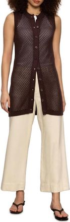 Sanctuary Womens Long Openwork Vest In Brown