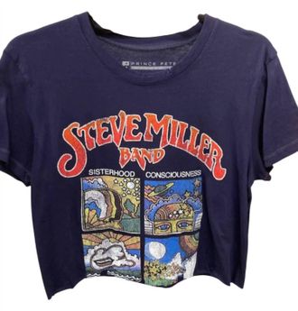 Prince Peter Womens Steve Miller Boxes Crop Tee In Navy