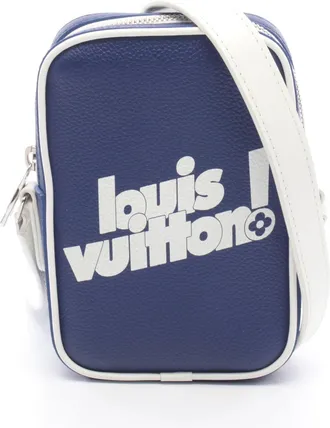Louis Vuitton Navy White Leather Handbag Shoulder Bag (Pre-Owned)