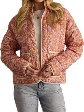 Panache Womens Quilted Jscket In Pink Mustard And Orange