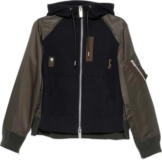 sacai Sponge Sweat Hoodie - Dames - Vesten met rits - Zwart - S - Katoen - Hoodies & sweatvesten