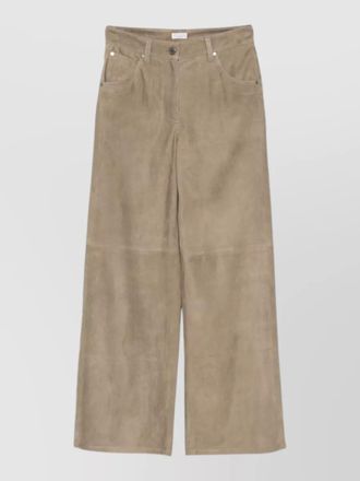 Brunello Cucinelli leather wide leg trousers belt loops