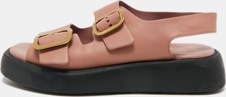 Tod's Tods Dusty Pink Leather Double Buckle Chunky Sandals