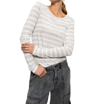 Sanctuary Femme Crew Stripe Tee In Dewey Grey/chalk Stripe