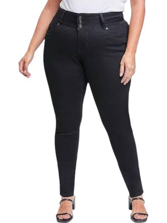 YMI 3 Button Signature Slim Skinny Jeans - Plus In Black