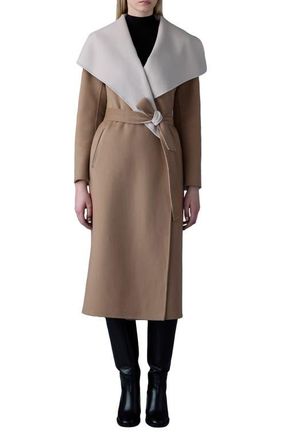Mackage Mai Wool Long Wrap Coat in Light Camel-Trench at Nordstrom, Size Small