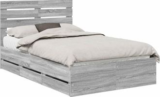 vidaXL Estructura De Cama Gris Sonoma 120 X 190 Cm Madera Ingenieril Vidaxl